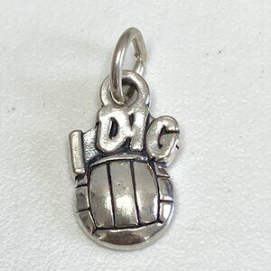 STERLING SILVER "I DIG VOLLEYBALL" CHARM or PENDENT